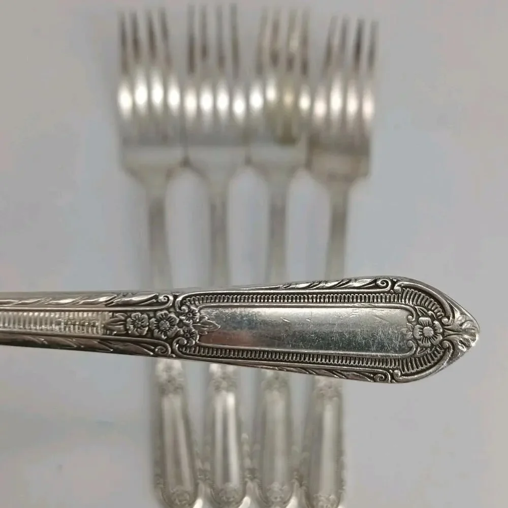 5X DF 1937 Rogers Silverplate Cotillion Collection Dinner Forks